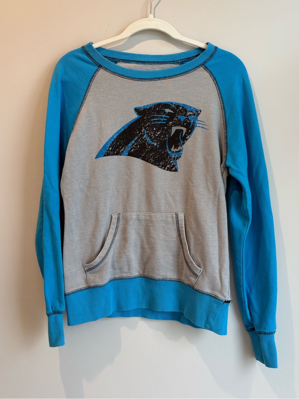 RETRO Majestic Carolina Panthers NFL Sweatshirt with Teal Trim